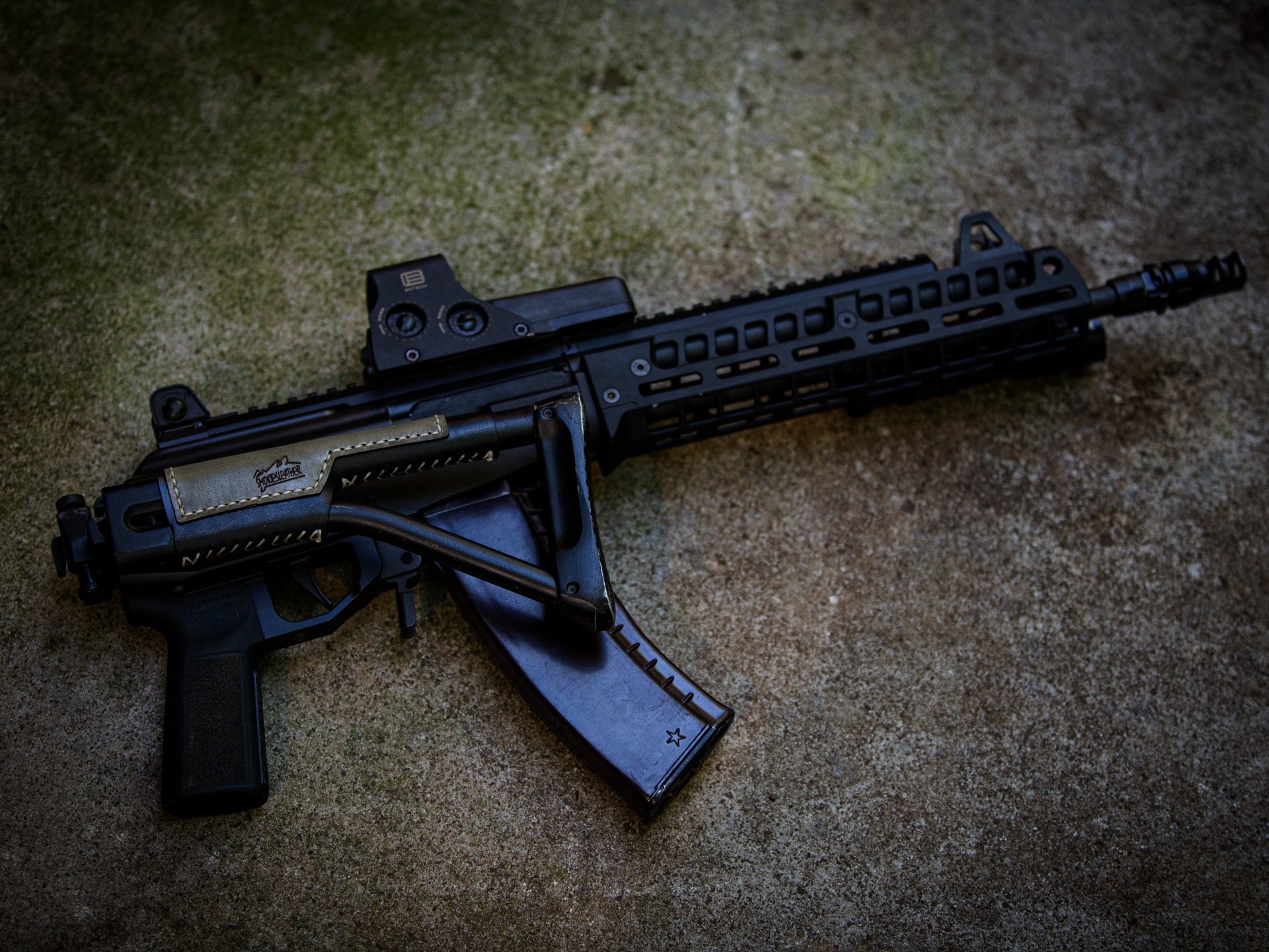 Galil Gen 1 Ace with Eotech optic, RS Regulate handguard, KNS delete kit, and stock pad.